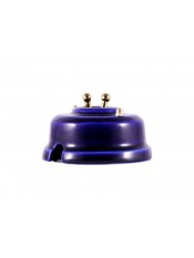 Выключатель фарфоровый двухрычажковый, цвет azzurra (лазурный), тумблер золото