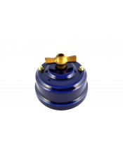 Выключатель (переключатель) фарфоровый поворотный проходной, цвет azzurra (лазурный), ручка бронза