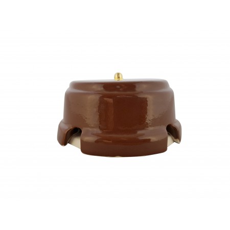 Коробка распаячная монтажная фарфоровая, цвет bruno (коричневый), золотистая фурнитура