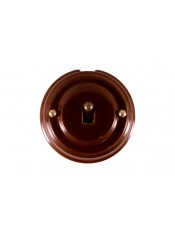 Выключатель фарфоровый однорычажковый, цвет bruno (коричневый), тумблер бронза