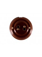 Выключатель фарфоровый двухрычажковый, цвет bruno (коричневый), тумблер бронза