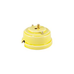Выключатель (переключатель) фарфоровый однорычажковый проходной на 2 направления, цвет giallo (желтый), тумблер золото