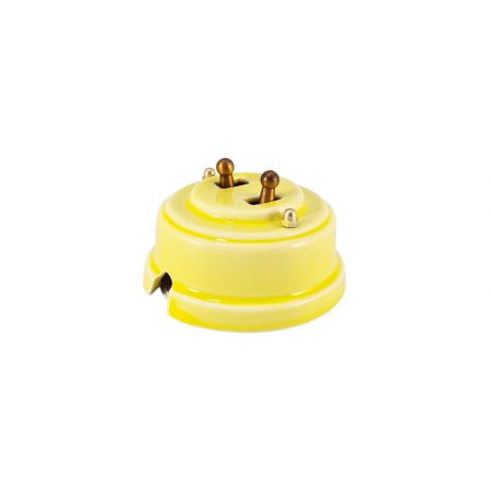 Выключатель двухрычажковый фарфоровый, цвет giallo (желтый), тумблер бронза