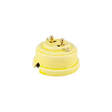 Выключатель двухрычажковый фарфоровый, цвет giallo (желтый), тумблер золото