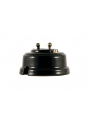 Выключатель фарфоровый двухрычажковый, цвет nero (черный), тумблер бронза