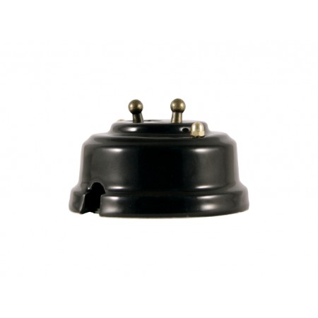 Выключатель двухрычажковый фарфоровый, цвет nero (черный), тумблер бронза