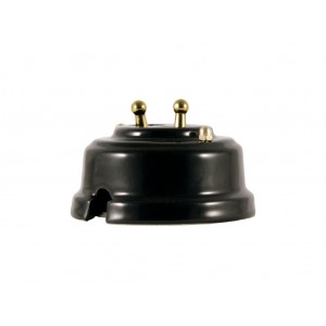 Выключатель двухрычажковый фарфоровый, цвет nero (черный), тумблер золото