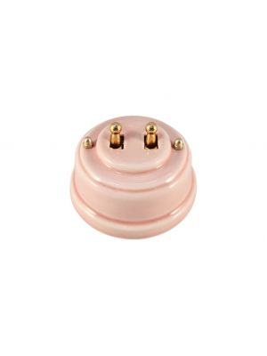 Выключатель фарфоровый двухрычажковый, цвет rosa (розовый), тумблер золото